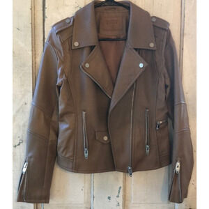 Blank Nyc Faux Leather Moto Jacket Size XS 0-4 Dark Brown Full Zip